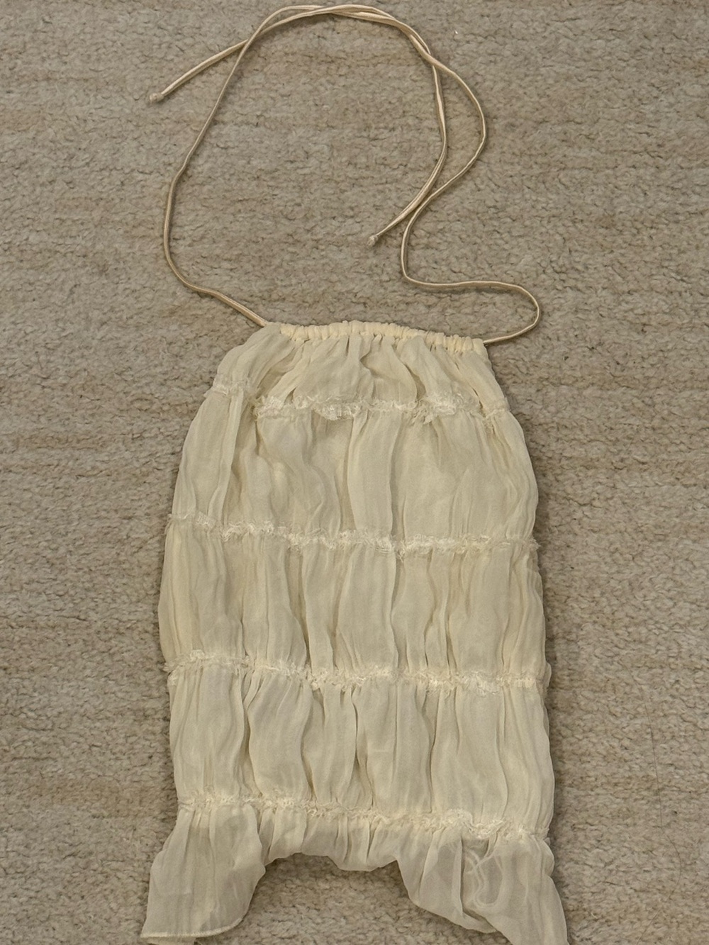 Sheer Cream Ruffled Halter Top
